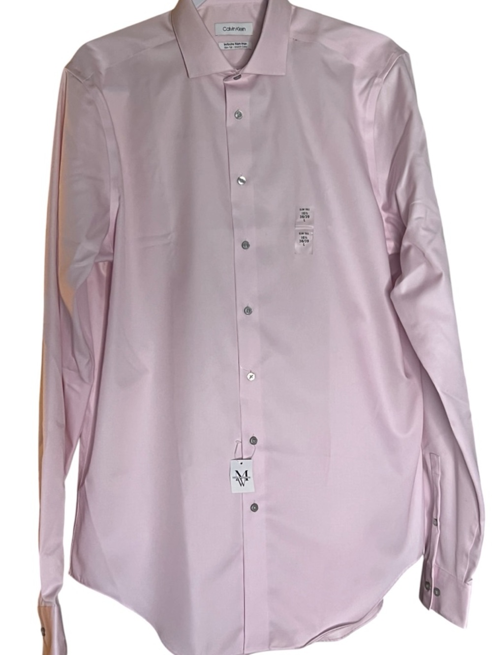 Calvin Klein Infinite Non Iron Dress Shirt Pink Slim Fit 16.5 38/39 Tall NWT